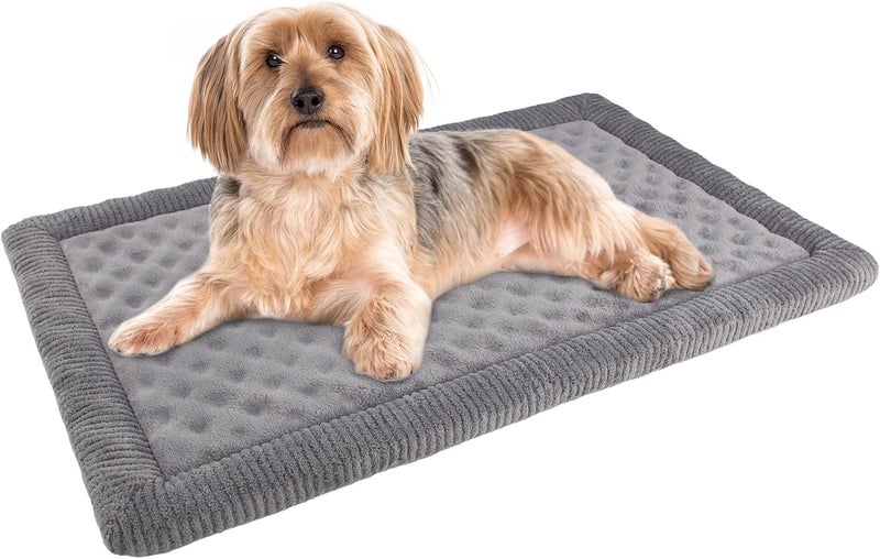 PAGGED Dog Crate Pad 24x17 inch Gray Memory Foam Dog Bed Mat for Small Dog Cat Grey Washable Puppy Sleeping Bed Anti Slip - Image 1
